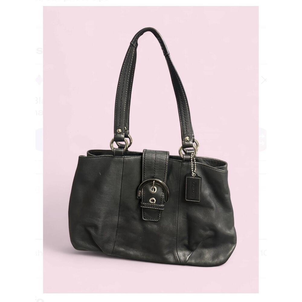 Vintage Coach Black Legacy Buckle Flap Shoulder Bag